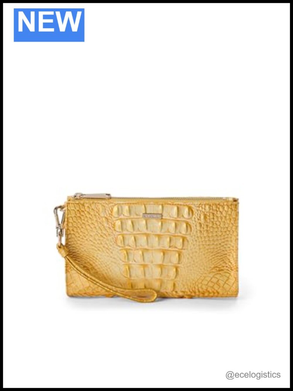 BRAHMIN Daisy Leather Wristlet Removable Strap Zip Closure